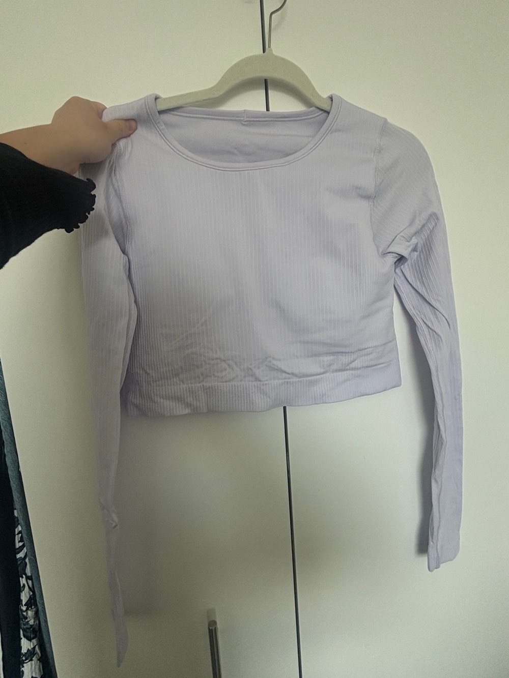 lululemon athletica Ebb to Street Ribbed Long Sleeve Crop Top in Light Lavender
